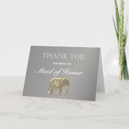 Cartão Elefante Dourado Obrigado por Ser Minha Dama de Ho