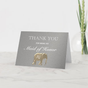 Cartão Elefante Dourado Obrigado por Ser Minha Dama de Ho