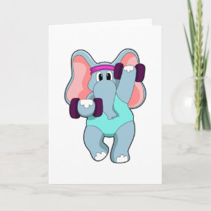 Cartão Elefante em treino de força com halteres
