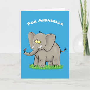 Cartão Elefante engraçado e bonito com desenho animado de