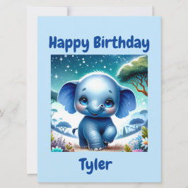 Cartão Elefante Espelhado Sob um Céu Estrelado 