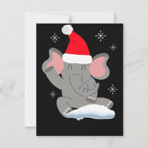 Cartão Elefante fofo na neve, feliz natal