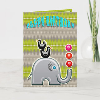 Cartão Elefante malabarista (Cartão de Aniversário do Men