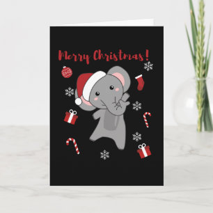 Cartão Elefante Natal Neve Inverno Animais Elefantes