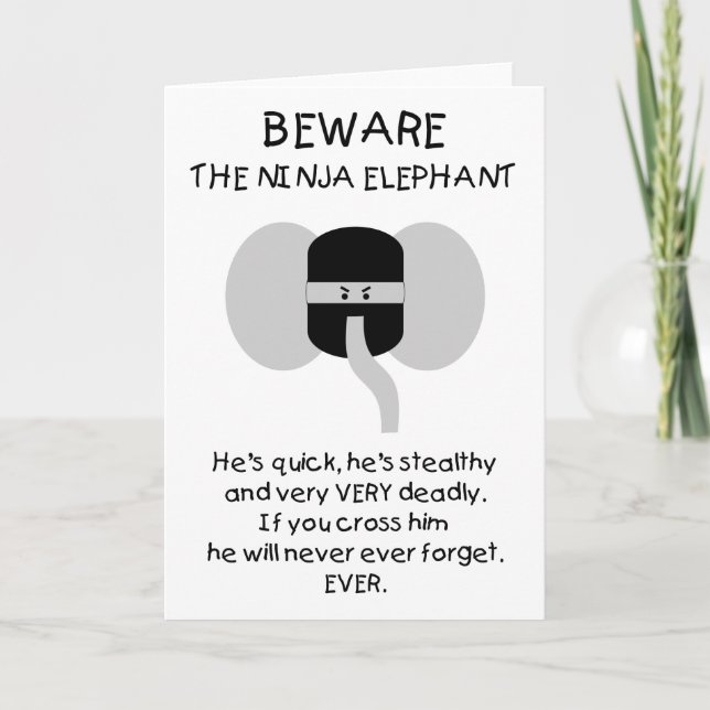 Cartão Elefante Ninja! (Frente)