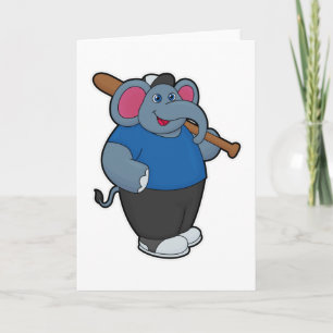 Cartão Elefante no beisebol com taco de beisebol