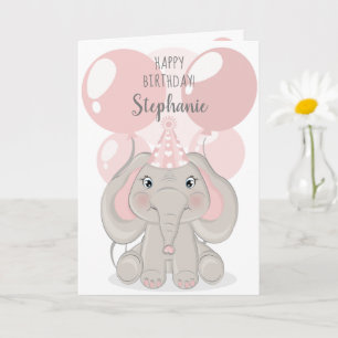 Cartão Elefante no Chapéu Festa de aniversário