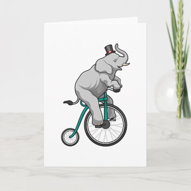 Cartão Elefante no Circo com Bicicleta (Frente)
