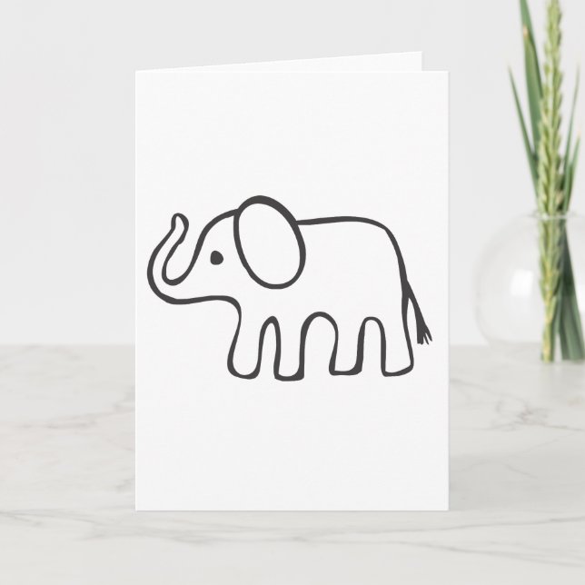 Cartão Elefante no desenho preto e branco (Frente)