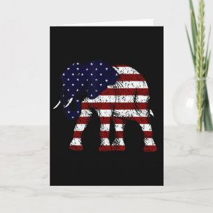 Cartão Elefante Republicano Bandeira Americana Desgastada