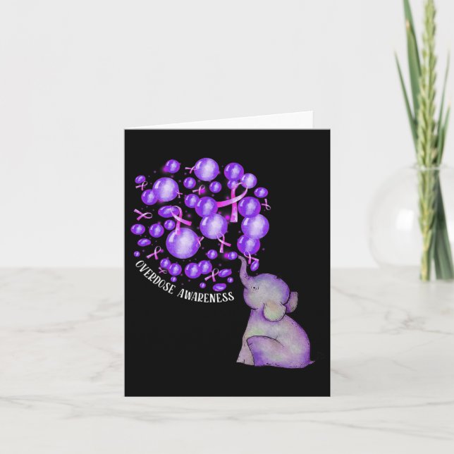 Cartão Elefante Soprando Roxo-Roxo Sobredosagem (Frente)