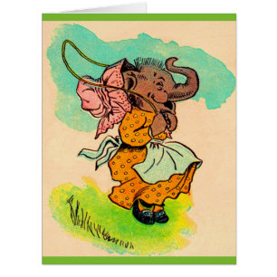 Cartão Elefante vestida na década de 1930 tocando corda