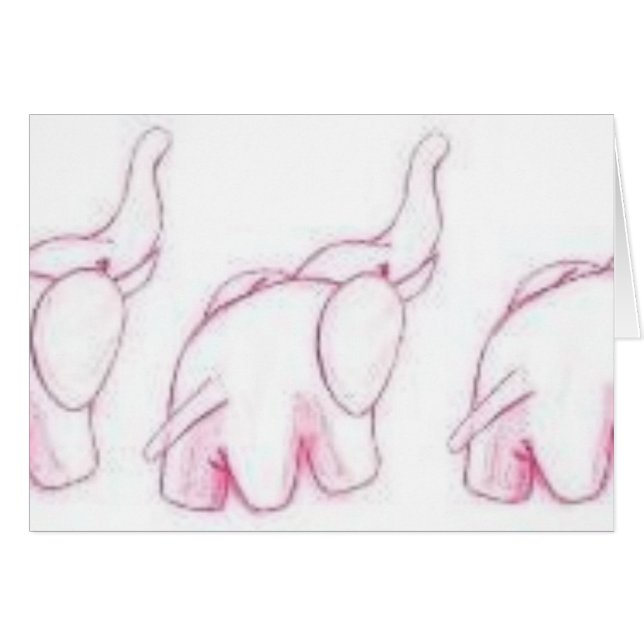 Cartão Elefantes cor-de-rosa na parada (Frente Horizontal)