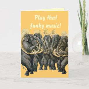 Cartão Elefantes engraçados tocando aniversário de música