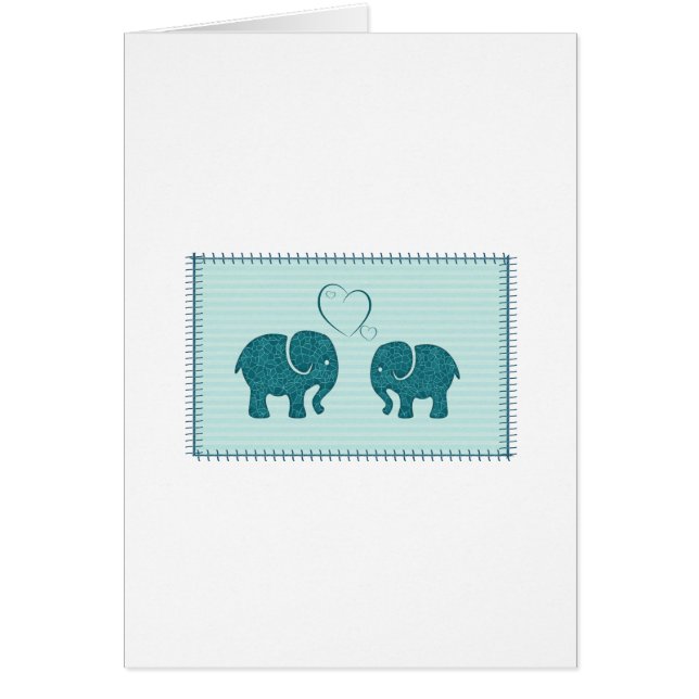 Cartão Elefantes românticos bonitos e giros em retalhos a (Frente)