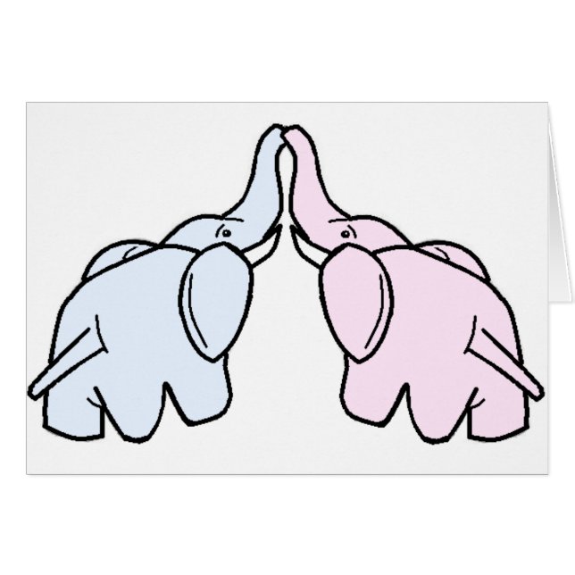 Cartão Elefantes Snuggling (Frente Horizontal)