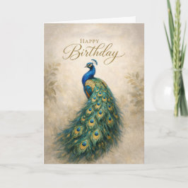 Cartão Elegância de Aniversário do Pavão Real
