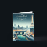 Cartão Elegância de inverno parisiense<br><div class="desc">Entra numa terra maravilhosa de inverno parisiense com o nosso cartão de Natal "Elegância de inverno Parisiense". Esta bela carta captura o romance e o encanto de Paris durante a estação festiva. Desde as luzes cintilantes ao longo do Sena até a majestosa Torre Eiffel brilhando com alegria de férias, cada...</div>