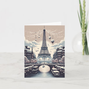 Cartão Elegância de Inverno Parisiense - Natal na Cidade