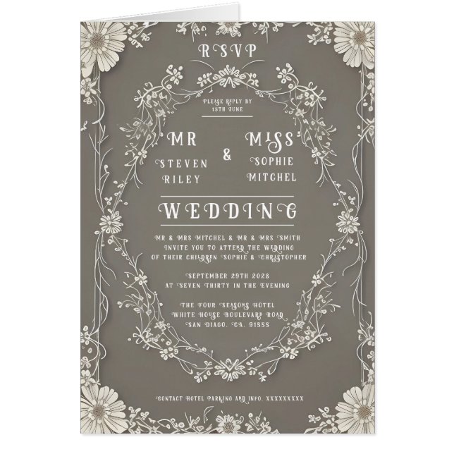 Cartão Elegância em Bloom (Frente)