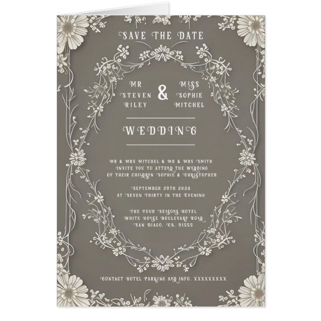 Cartão Elegância na Coleção Bloom Wedding (Frente)