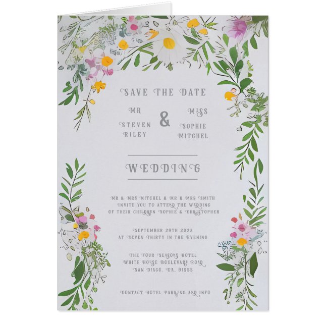 Cartão Elegância na Coleção Bloom Wedding (Frente)