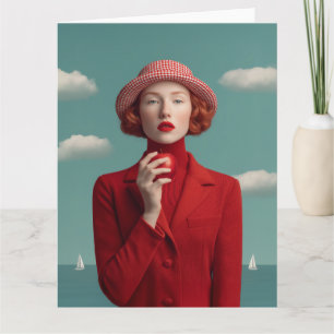 Cartão Elegância Vermelha com a Apple