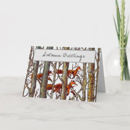 Cartão Elegant Autumn Fox Woods Tree Fall Painting Poetry