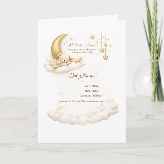 Cartão Elegant Baby Shower Invitation (Frente)