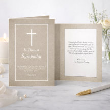 Elegant Bible Verse Christian Cross Sympathy Card