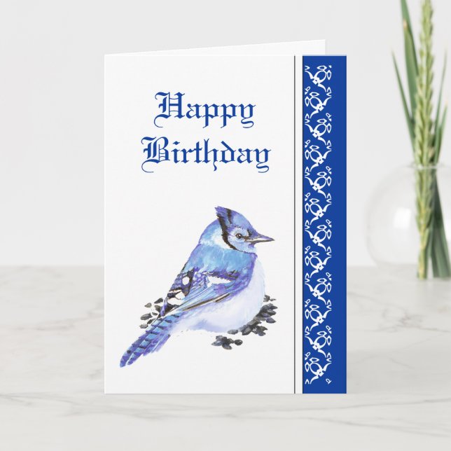 Cartão Elegant  Birthday, Blue Jay, Bird Nature Wildlife (Frente)