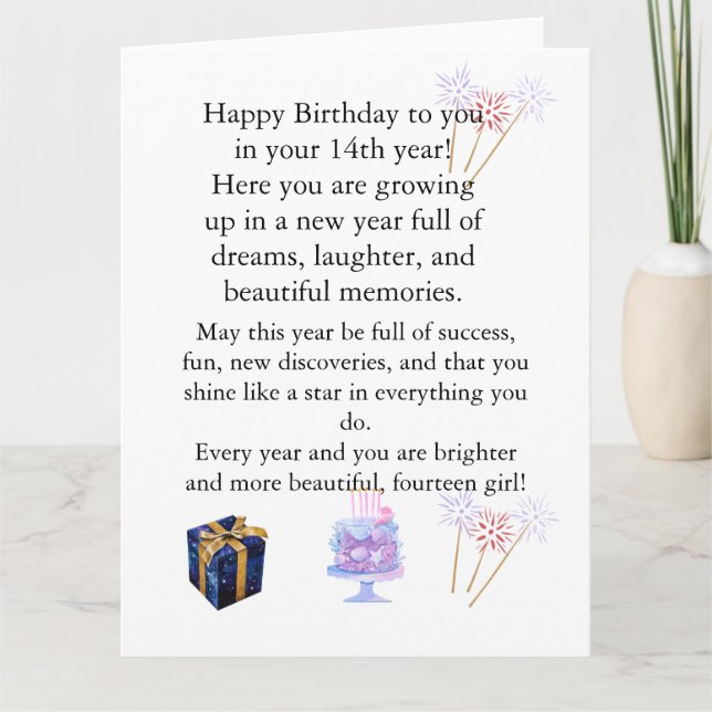 Cartão Elegant Birthday Card for Her – Personalized Greet (Frente)