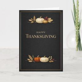 Cartão Elegant Black and Gold Happy Thanksgiving Pumpkin