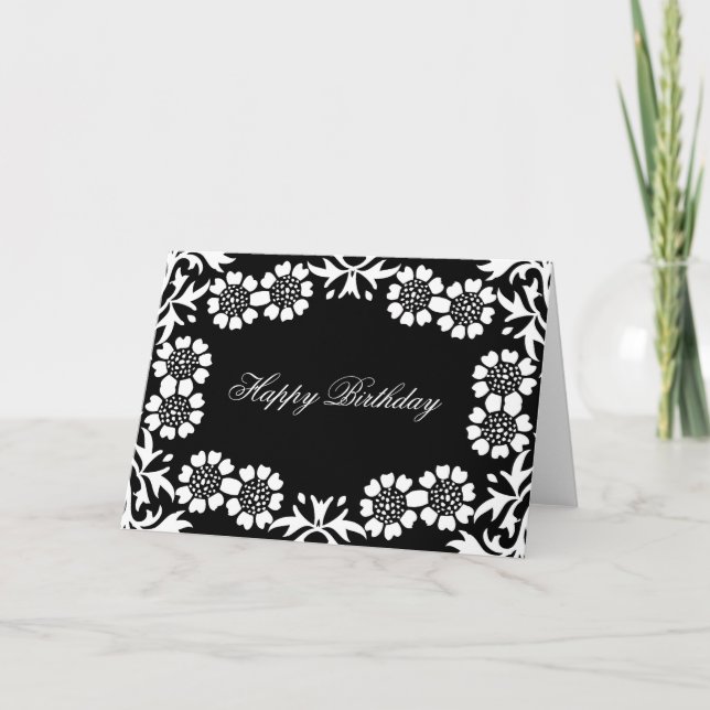 Cartão elegant black and white birthday greetings card (Frente)