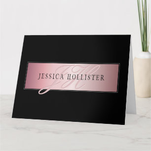 Cartão Elegant Blush Falso Rose Gold Nome & Iniciais