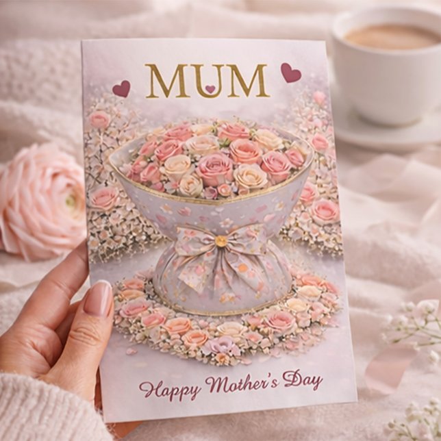 Cartão Elegant Blush Rose “MUM” Mother’s Day Card  (Criador carregado)