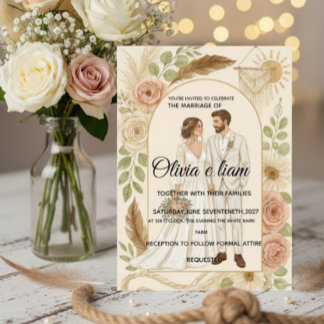 Cartão Elegant Boho Wedding Stationery Suite - Olivia & L