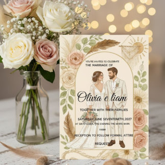 Cartão Elegant Boho Wedding Stationery Suite - Olivia & L