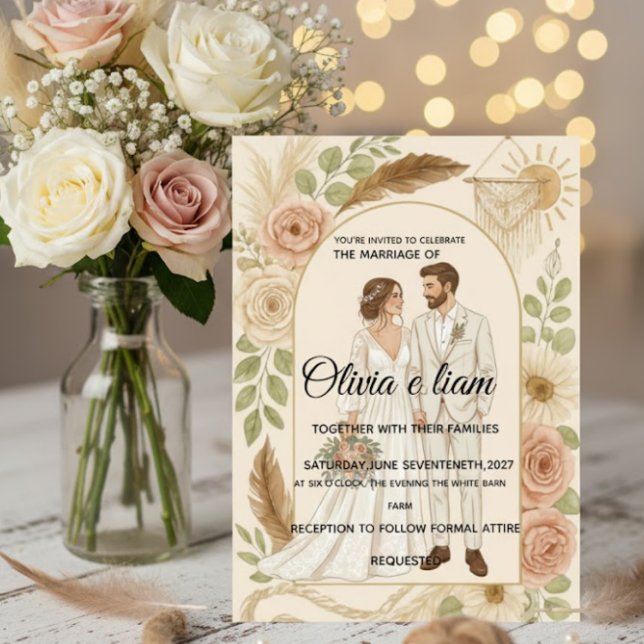 Cartão Elegant Boho Wedding Stationery Suite - Olivia & L (Criador carregado)