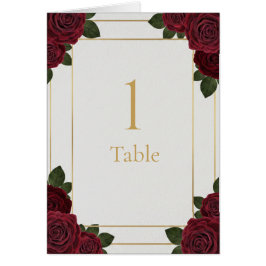 Cartão Elegant Burgundy Rose Gold Table Number Card 