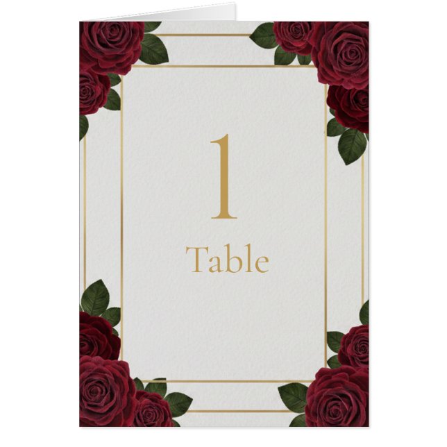 Cartão Elegant Burgundy Rose Gold Table Number Card  (Frente)