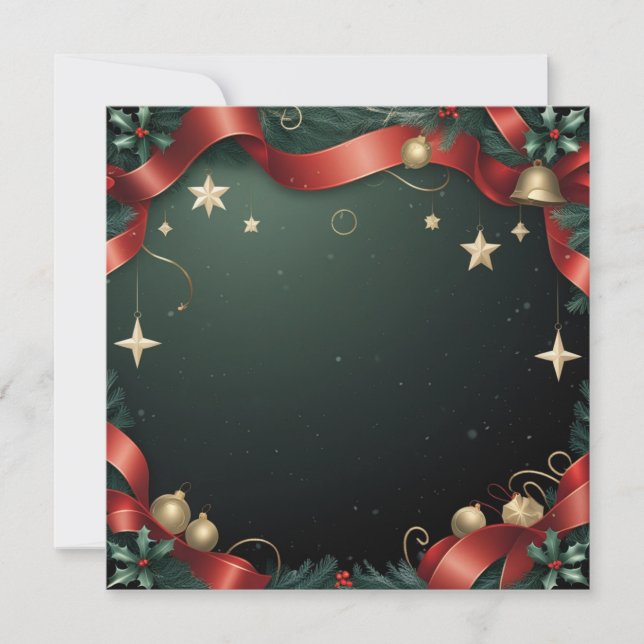 Cartão Elegant Christmas Frame Background with Gold Stars (Frente)