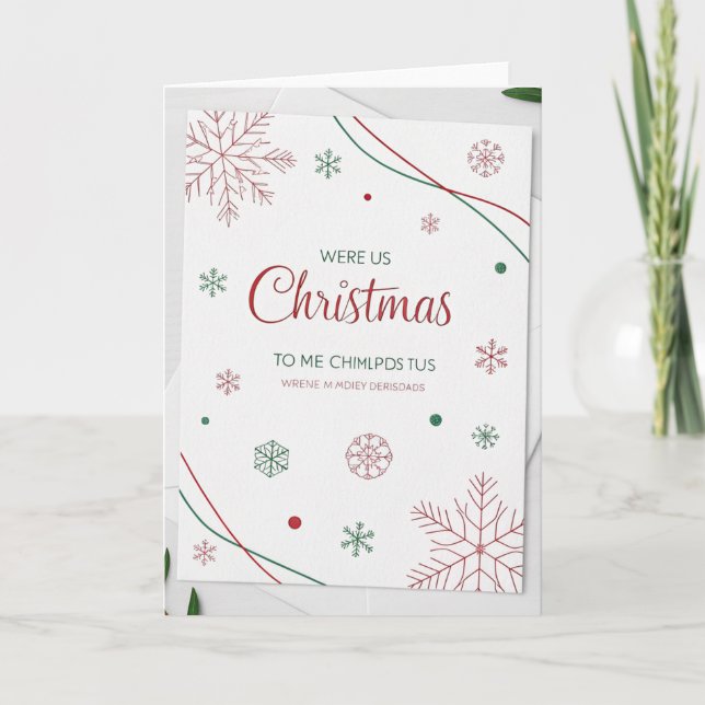 Cartão Elegant Christmas Greeting Cards – Red & Green Hol (Frente)