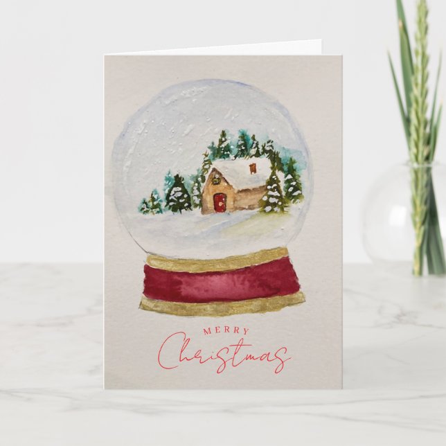 Cartão Elegant Christmas Snow Globe Greeting Card (Frente)