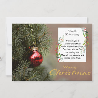 Cartão Elegant Christmas Tree Card With Modern Ornaments