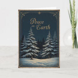 Cartão Elegant dark blue Christmas and glowing Peace 
