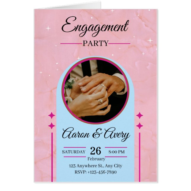 Cartão Elegant Engagement Party Invitation with Photo – M (Frente)