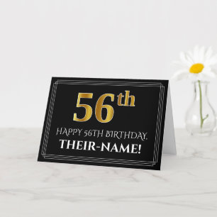 Cartão Elegant Faux Gold Look "56th" Birthday + Name