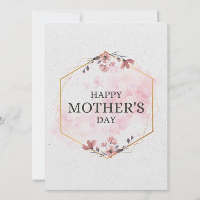 Cartão Elegant Floral Happy Mother’s Day Watercolor (Frente)