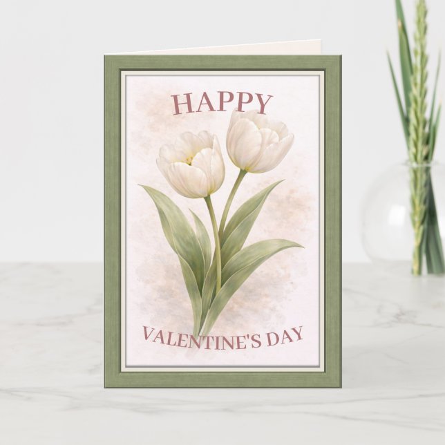 Cartão Elegant Floral Happy Valentine’s Day Card (Frente)